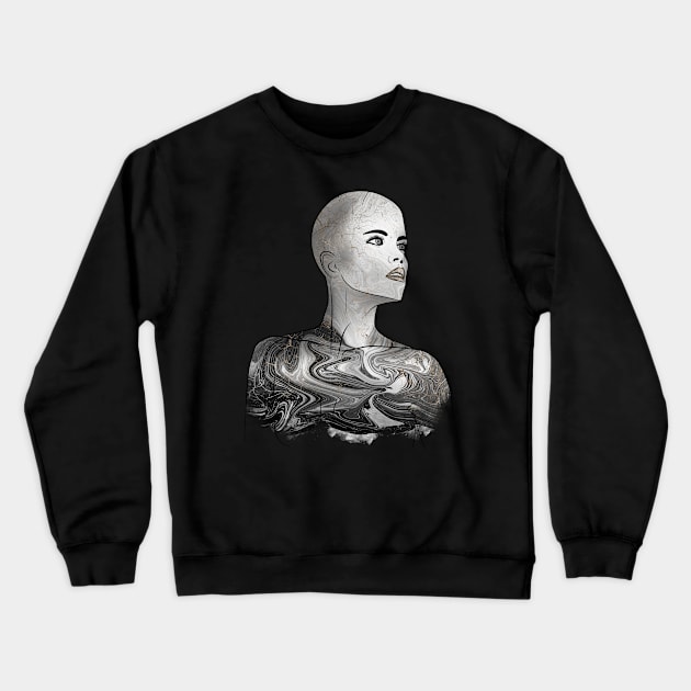 Black Marble and Gold Female silhouette Crewneck Sweatshirt by Nartissima